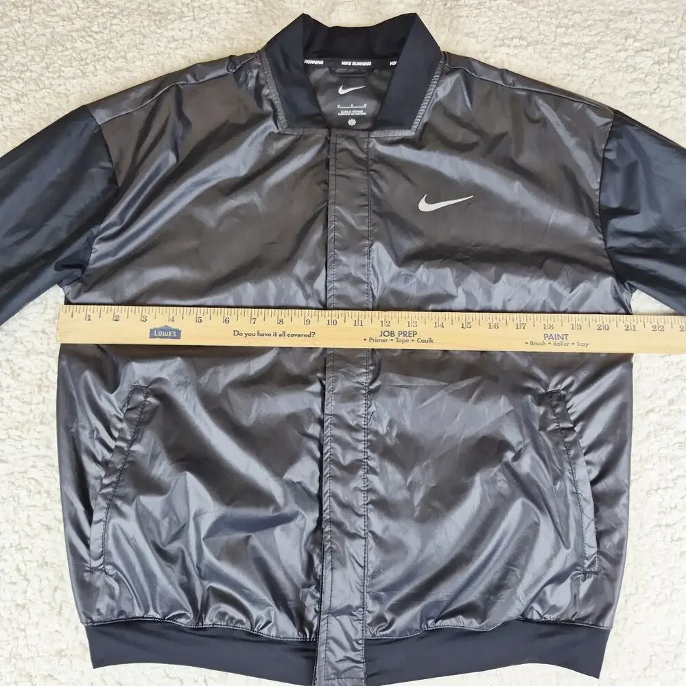 Nike Running Women’s Bomber Jacket Black Reflective Logo Lightweight Zip Size M